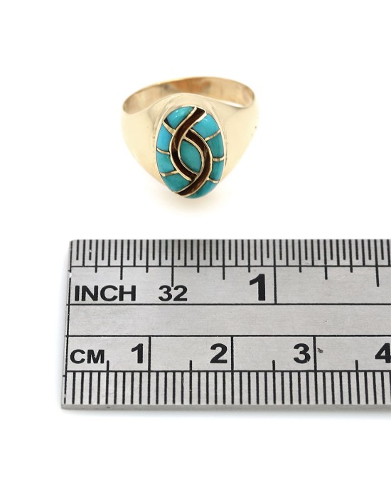 Turquoise Panel Inlay Tapered Ring